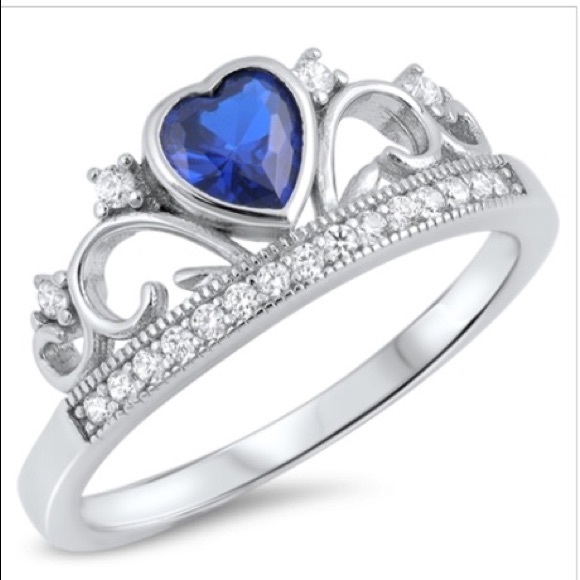 Jewelry - Sterling silver sapphire crown ring